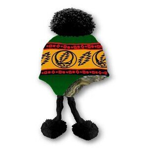 New Warm Rasta Grateful Dead Steal Your Face Knit Adult Laplander Hat Winter NWT
